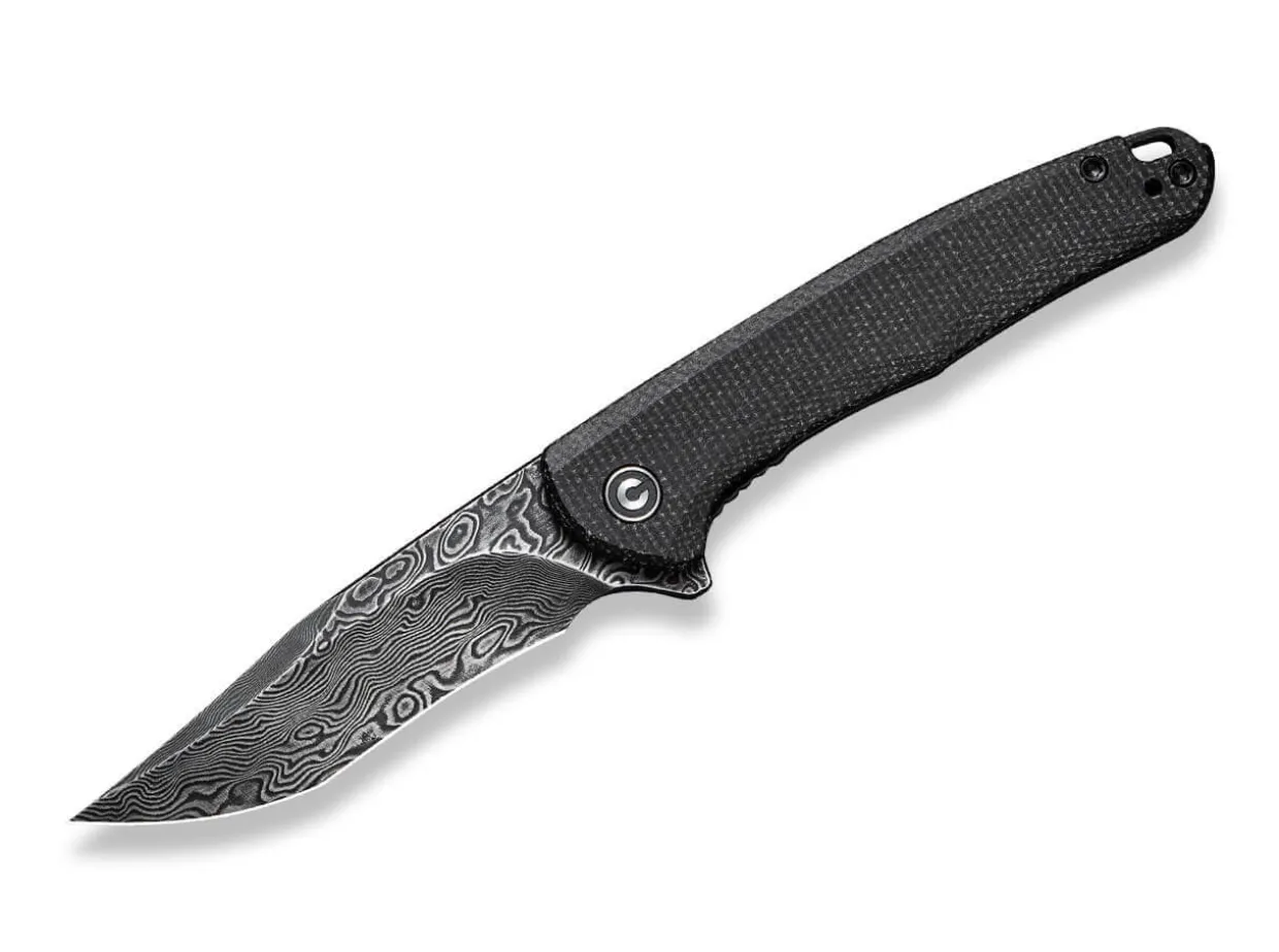Mini Sandbar Damascus Micarta Black
