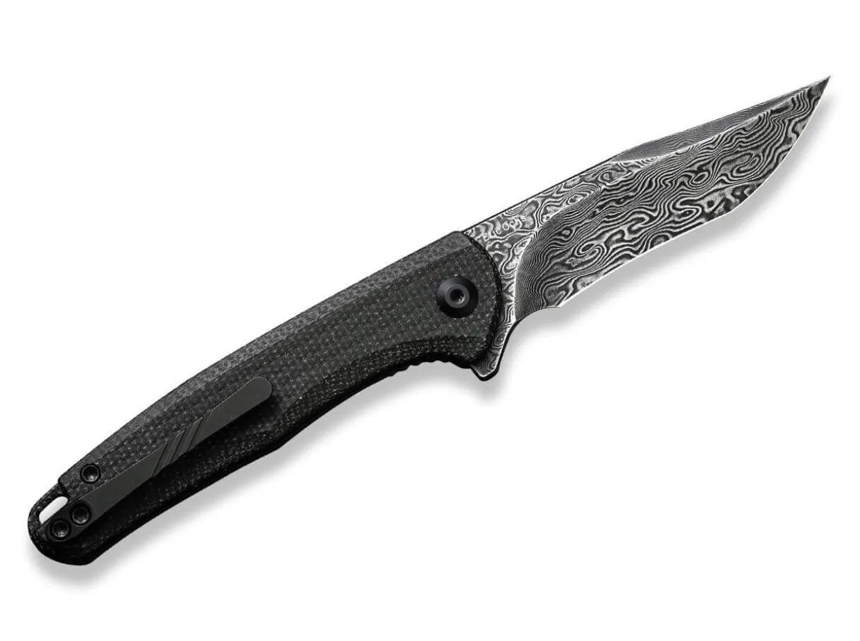 Mini Sandbar Damascus Micarta Black
