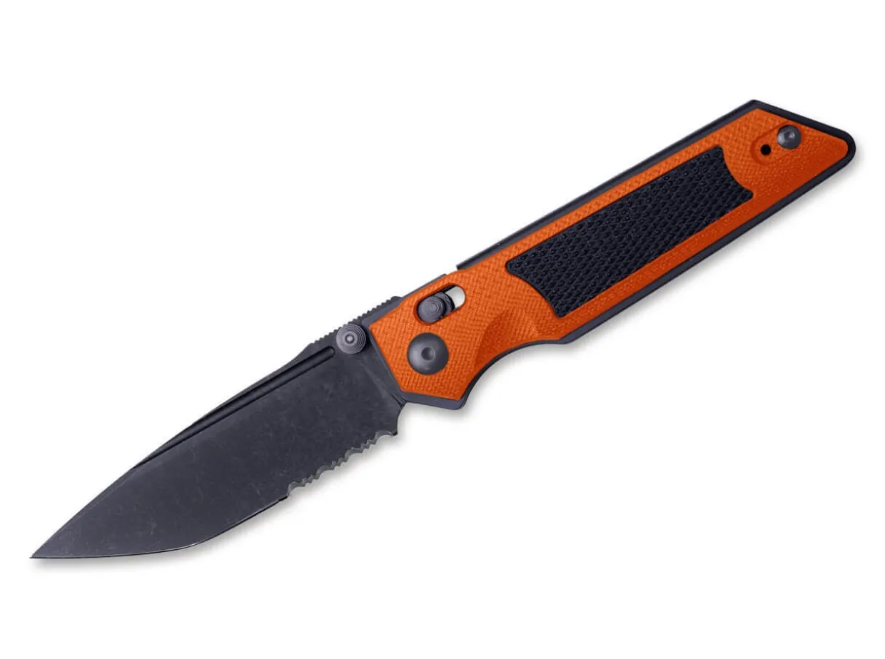 Sacra Tac Serrated G10 Orange & Black